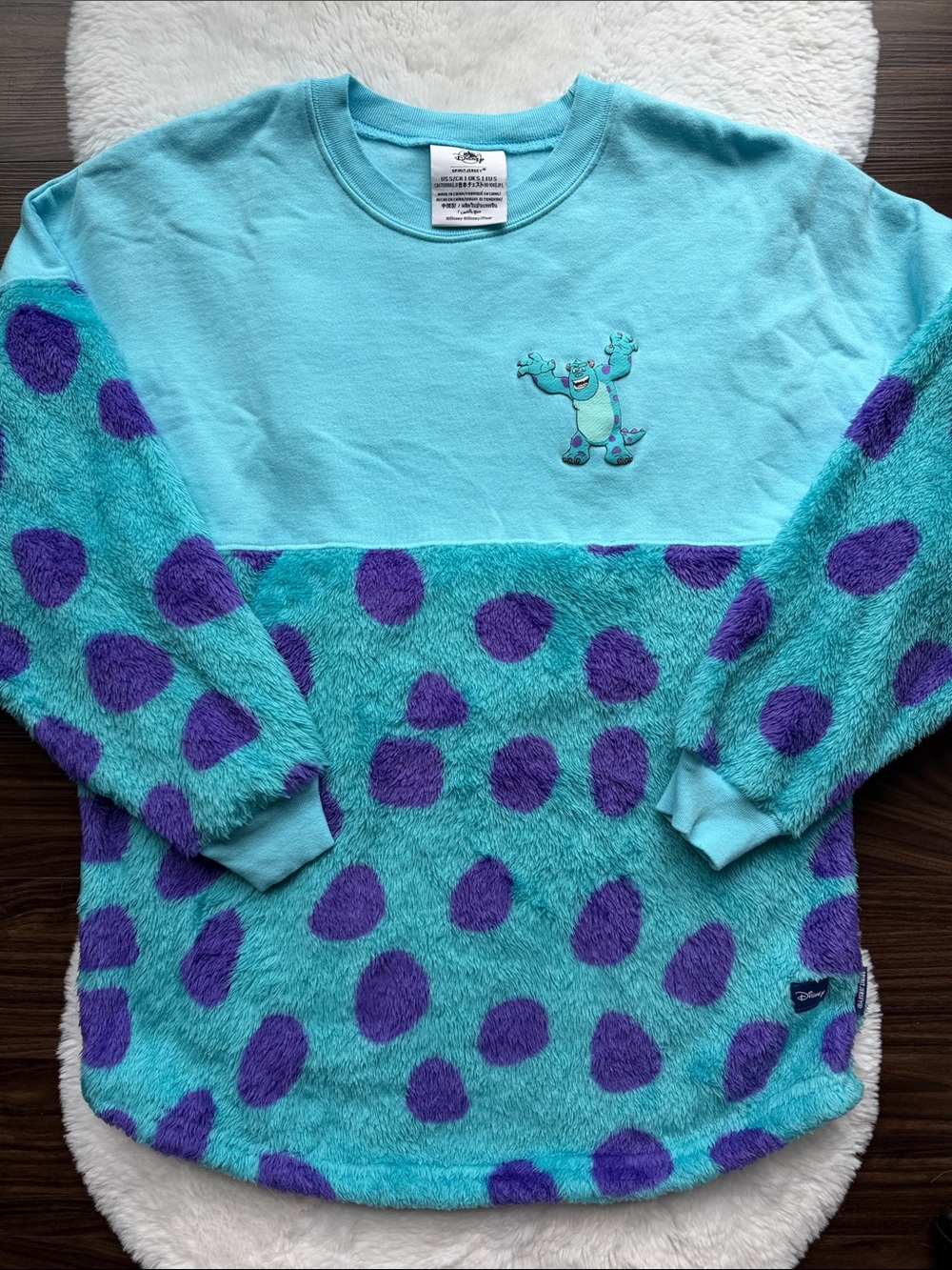 Disney Monsters Inc. Sulley Plush Pullover Spirit Jersey size Small